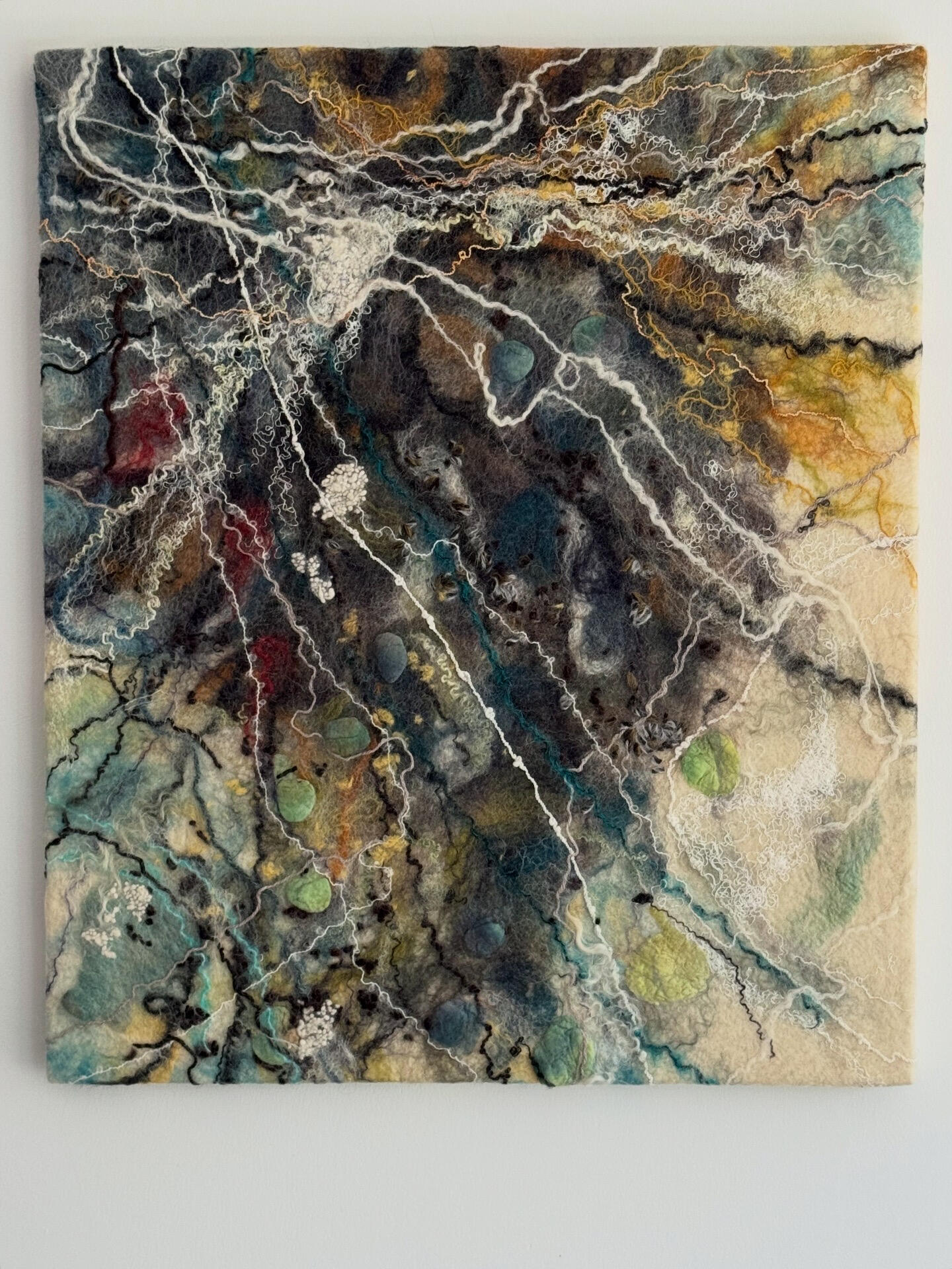 Tangled Edge - felted wool, silk, hand-spun yarn, 69x56cm unframed, £620